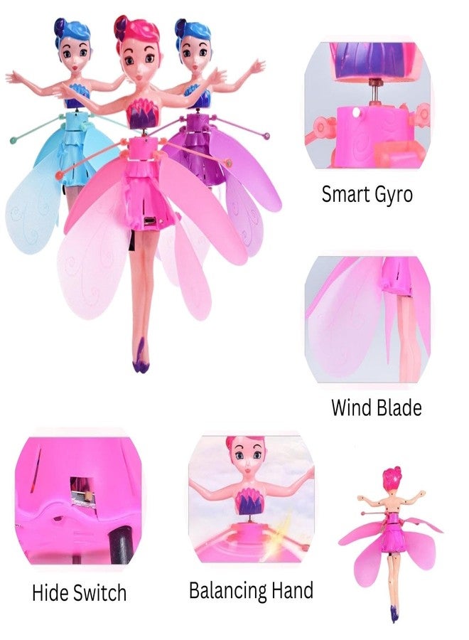 ASHAPURA CREATION Magical Flying Fairy Doll, Hand Sensor Control, USB Powered Magic Flying Fairy, Sky Dancers Flying Toy, Rainbow Glitter Flying Princess Doll Best Gift for Girls Boys (Random Color) - Image 5